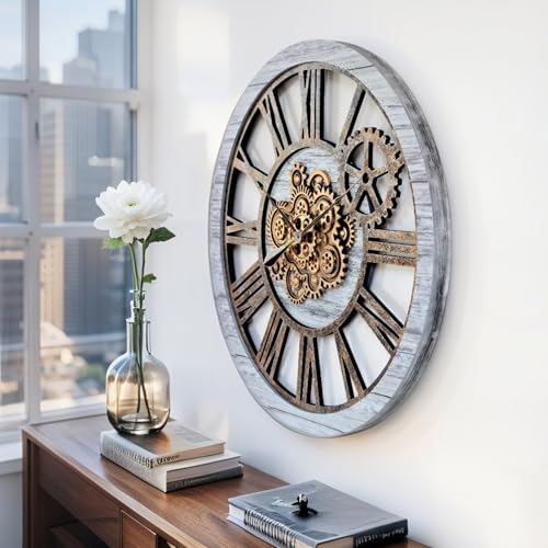 The Gears Clock 36'' Inch Real Moving Gear Wall Clock Vintage Industrial Oversized Rustic Farmhouse