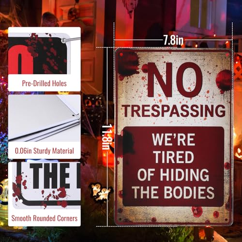 Halloween Decorations Metal Tin Sign for Outdoor Yard