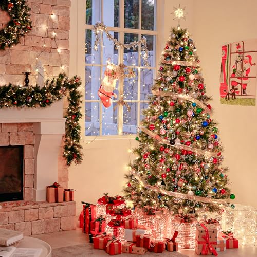 6 ft Prelit Christmas Tree with Pine Needle and Red Berries