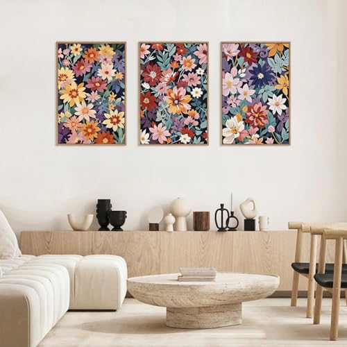 Boho Floral Framed Canvas Wall Art