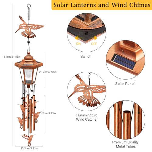 2 Pack Solar Hummingbird Wind Chimes