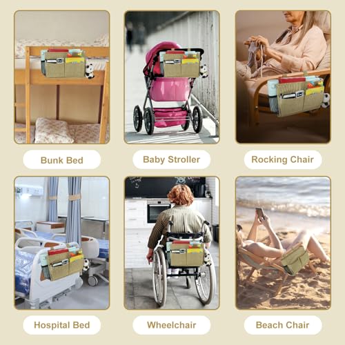 Bedside Caddy Hanging Bed Organizer Storage Bag Pocket for Bunk and Hospital Beds