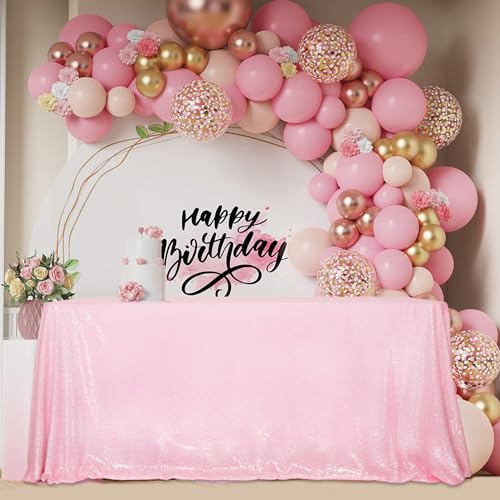 Sequin Tablecloth 60x120 Inch Pink for Birthday Wedding Party