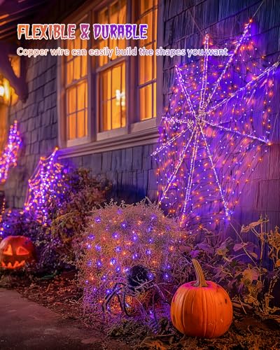 Solar Halloween Lights Orange and Purple (66 Foot)