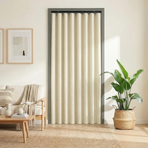 Blackout Curtains for Bedroom Room Darkening Curtains for Living Room Ceiling Door Curtain（Beige Drape 1 Panel