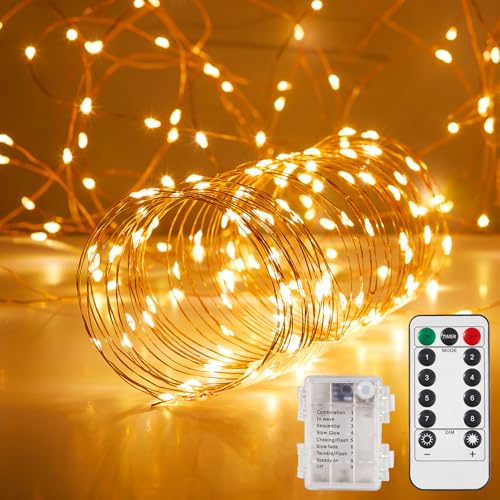 2 Pack 65.6 Ft. Battery Operated Outdoor String Lights with Remote & Timer (2 Count)
