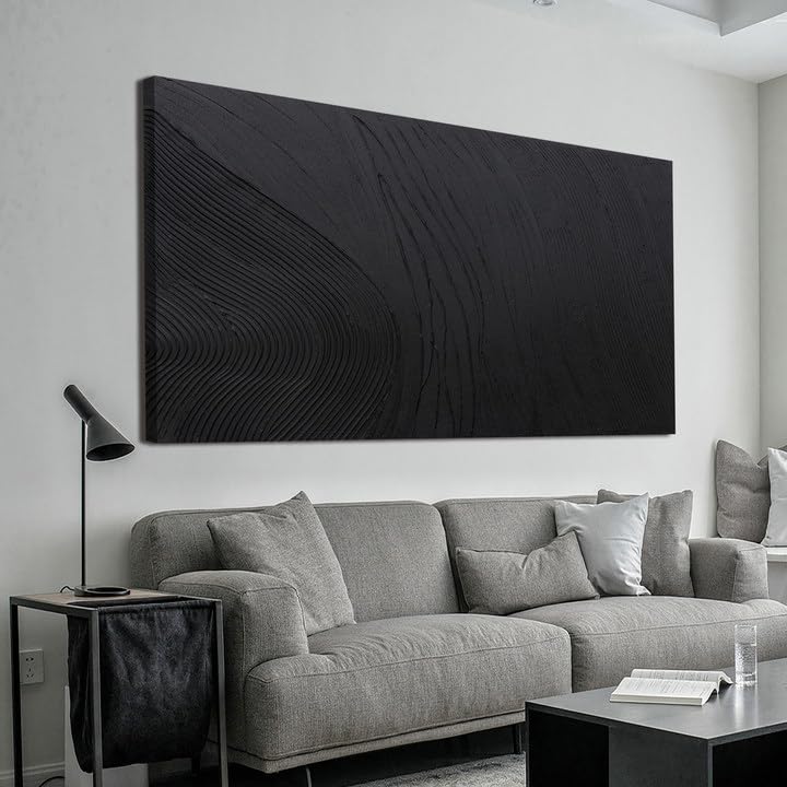 Canvas Wall Art Decor Large Artwork Modern Black Wall Art Black Silence Wall Art Painting Decorations Canvas Art Wall Decor Wall Art Prints for Room Living Room Bedroom Office Decor 29"X58"