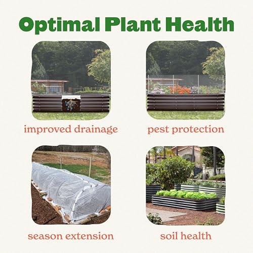 5-in-1 Modular Galvanized Raised Garden Bed Kit, 30" Short Metal Planter Box, Durable Aluzinc Steel Raised Garden Bed Outdoor for Vegetables, Herbs, Flowers & Fruits - Round Light Clay