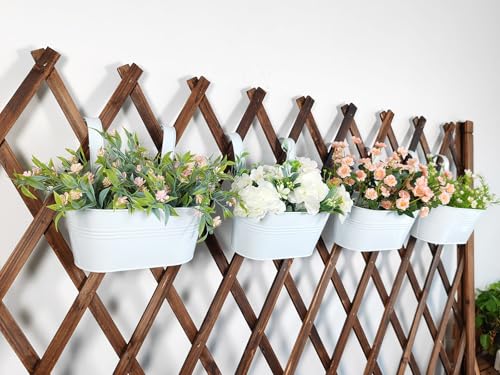 2 Pack 10" Metal Hanging Fence Planter Outdoor with Detachable Hooks (2 Count)