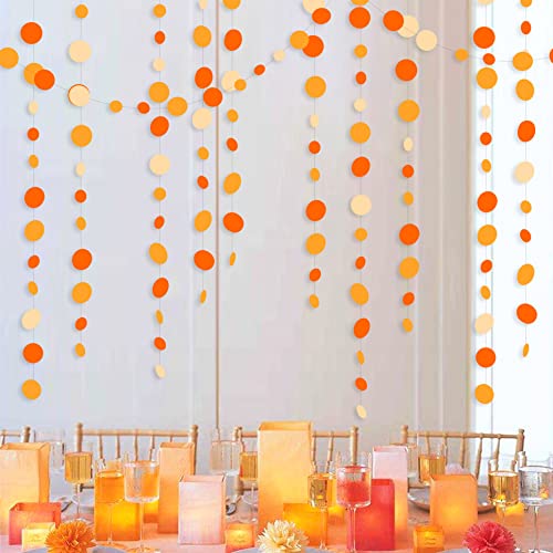 Orange Circle Dots Garland Gradient Polka Dot Hanging Paper Streamer for Wedding Bridal Shower Birthday Engagement Fall Autumn Harvest Thanksgiving Citrus Party Decorations Supplies