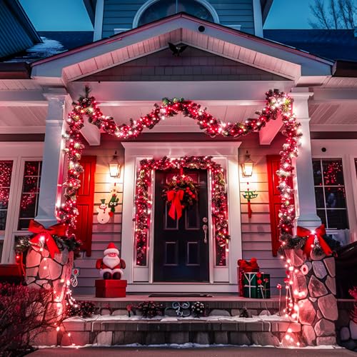 163ft 500 LED Red and White Christmas Lights Plug in with 8 Modes (163 Foot)