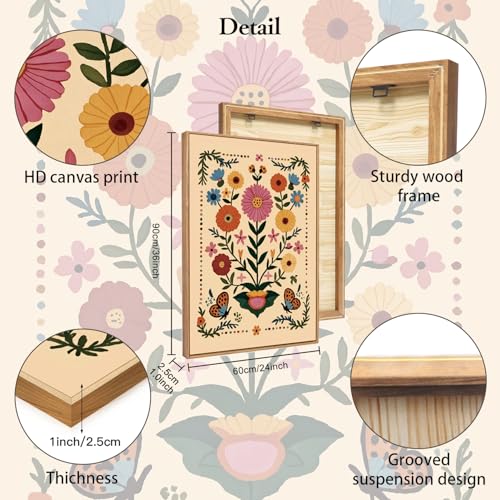 Vintage Flower Wall Art Canvas