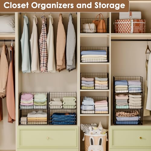 3 Tier Stackable Closet Organizers and Storage Shelves (3 Count)