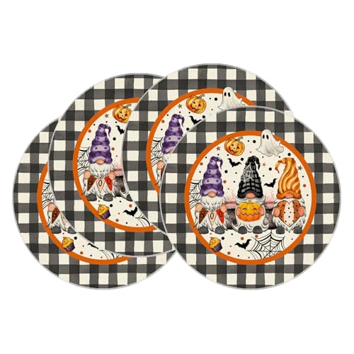 Halloween Gnome Round Placemats Set of 4 Table Decor 14x14 Inch