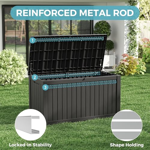 180 Gallon Outdoor Storage Box Waterproof Deck Box for Patio