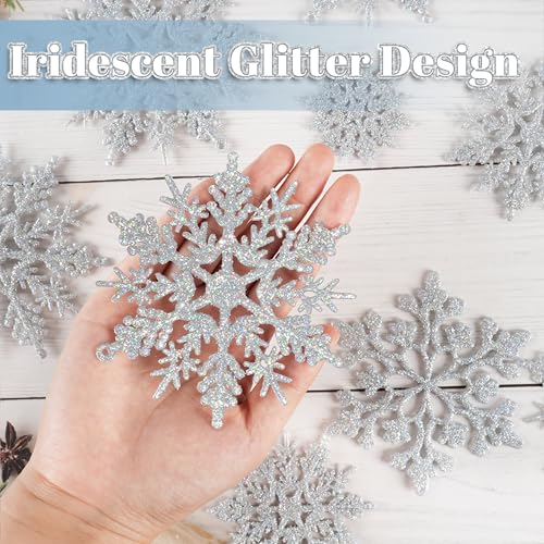 36pcs Iridescent Silver Christmas Snowflake Ornaments (36 Count)