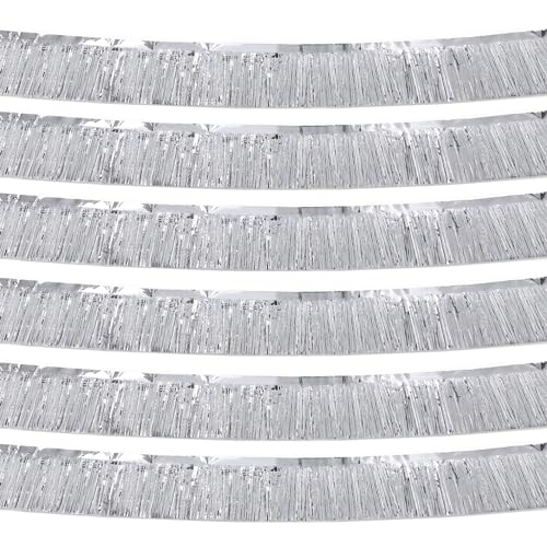 Silver Foil Fringe Garland 10FT 6packs for Parade Float Decorations (6 Count)