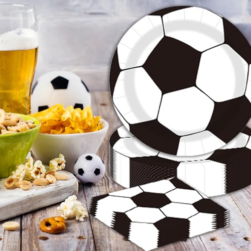 2026 World Soccer Ball Party Paper Plates and Napkins Disposable Father's Day 9 inch 20 pcs Dessert Cake Plates & 20 pcs Napkins Tableware for Fruit Cake Party Decorations (40 Count)