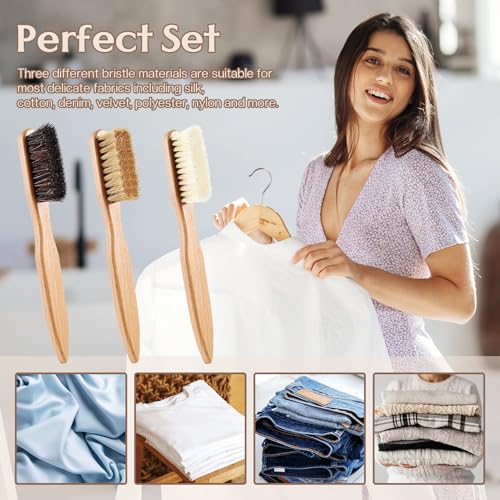 3 Pcs Wood Laundry Stain Brush Stain Remover Brushes with Boar Bristle Small Stain Brush for Clothes for Scrubbing Stains from Furniture Fabric Leather (3 Count)