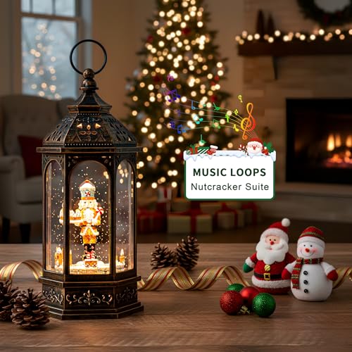 Animated Gingerbread Nutcracker with Moving Figurines Lighted Water Lantern