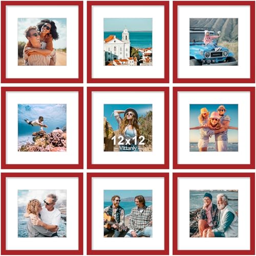 12x12 Picture Frames Set of 9 for Wall Mounting (9 Count)