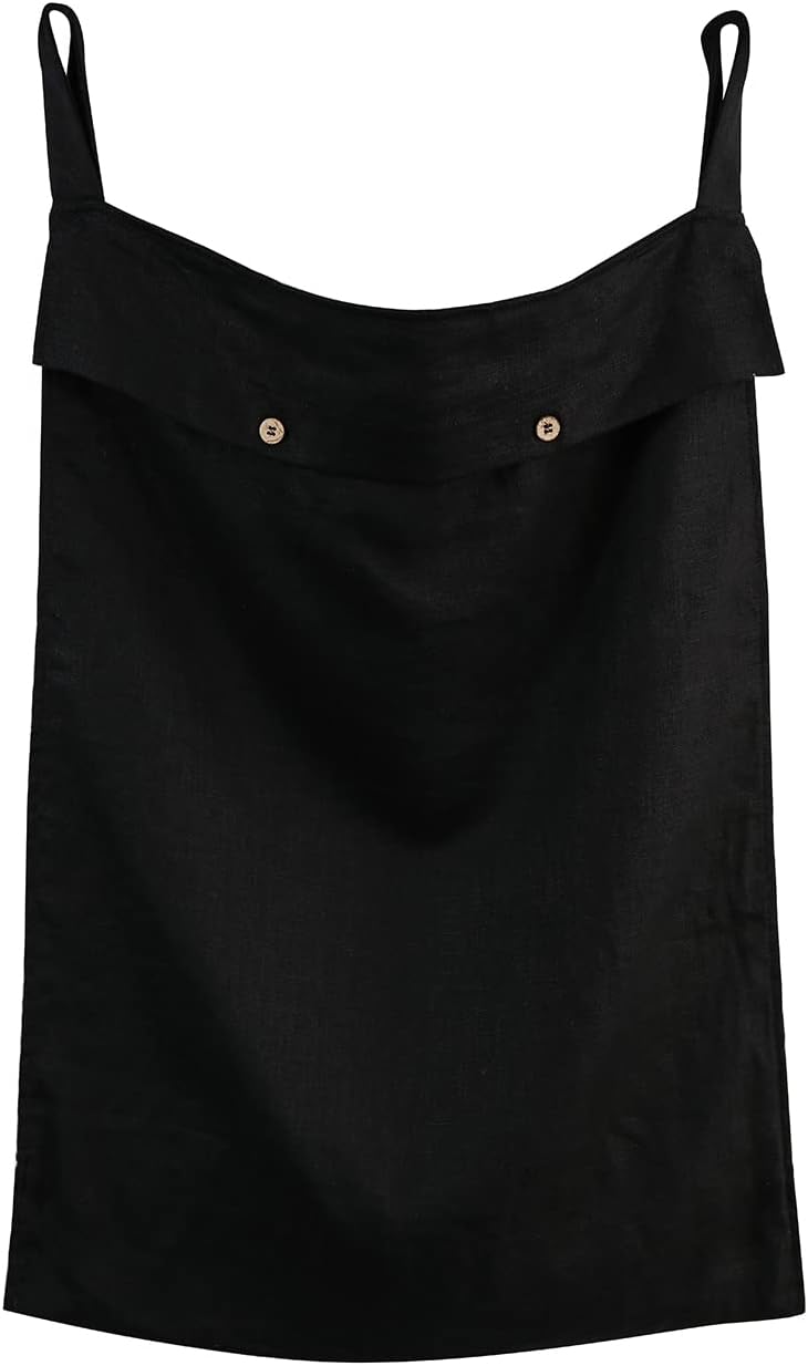 Linen Hanging Laundry Bag, 100% Linen Over The Door Laundry Hamper with Buttons and Zipper, Space Saving Door Hampers for Laundry Dirty Clothes Home Travel, Black - NestledHome