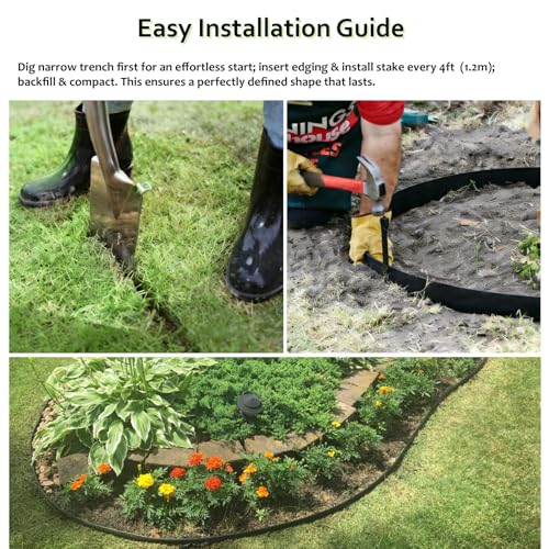 Anleolife 100ft Flexible Plastic Landscape Edging Coil with 30 Stakes