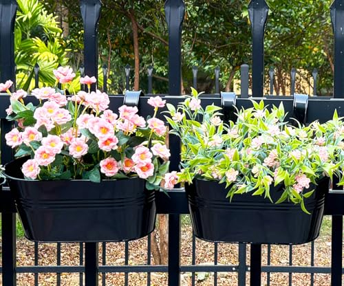10" Metal Hanging Planter for Railing with Detachable Hooks (8 Count)