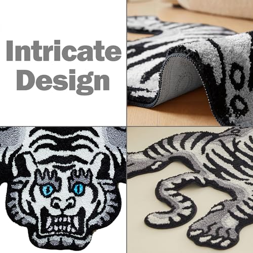 5x3.3 ft Tibetan Tiger Area Rug Tufted High Pile XLarge Indoor Machine Washable Carpet with Nonslip TPR Backing (16.42 Sq Ft)