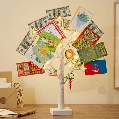 Money Tree 22 Inch Gift Card Tree Holder with 6 Clips and 6 Greeting Cards