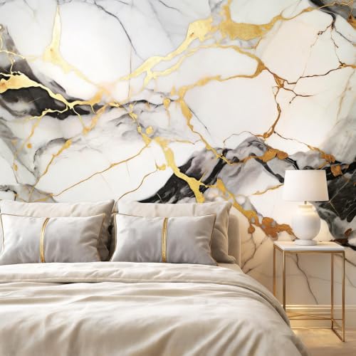 Black and Gold Marble Wallpaper Peel and Stick Abstract Wall Mural