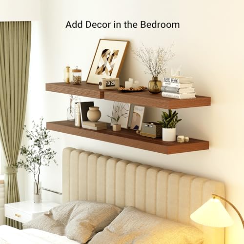 36 x 12 Deep Floating Shelves Wall Mounted Set of 1 Walnut