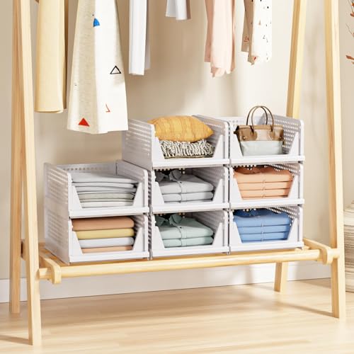5 Pack Stackable Closet Storage Basket (5 Count)