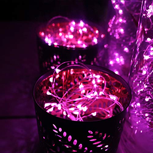 6 Pack Fairy Lights Battery Operated 10ft Silver Wire 30LEDs Pink (6 Count)
