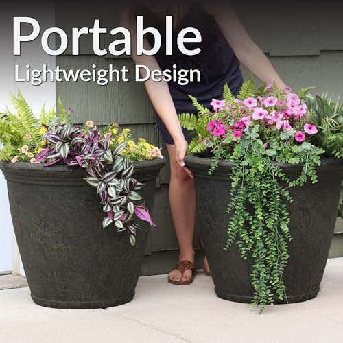 Sunnydaze Anjelica 24'' Large Plastic Planter Pot for Plants (2 Count)