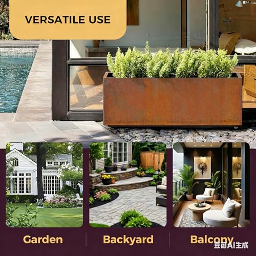 Corten Steel Style Planter Box 40Wx12Dx16H
