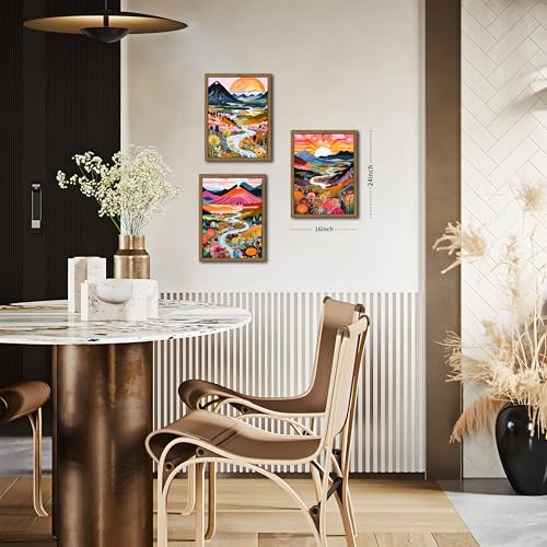 Wood Frame Boho Colorful Wall Art (3 Count)