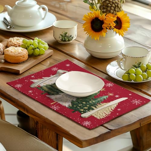 Red Christmas Tree Placemats Set of 4