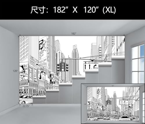 Black White New York City Peel and Stick Wallpaper Mural for Bedroom