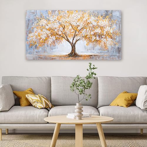 Canvas Wall Art Decor For Living Room 20"X 40" Golden Tree of Life Wall Art
