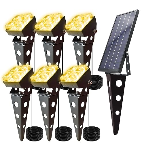 Solar Spot Lights Outdoor Waterproof IP65 Landscape Spotlights with Metal Stake Total 84ft Cable 6