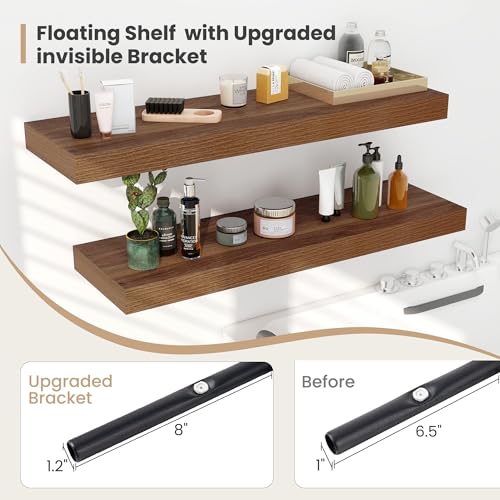 48 x 12 Deep Floating Shelves Wall Mounted Set of 2 Walnut (2 Count)