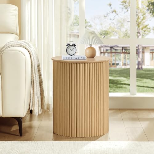 Small Round Side Table Fluted Night Stand Set of 2 (2 Count)
