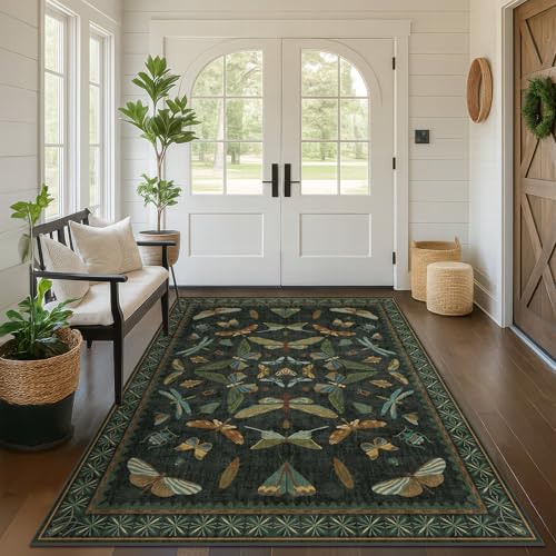 Black and Green Rug 5x8 for Living Room (40 Sq Ft)