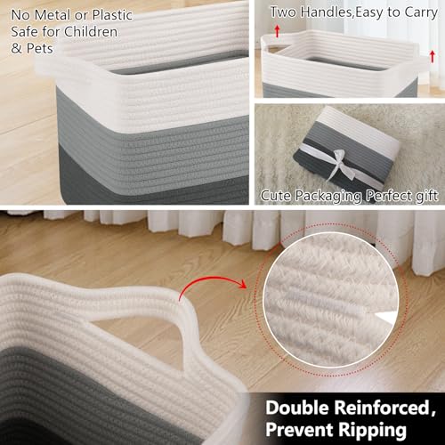 Cotton Rope Storage Baskets for Organizing Dark Gray 3