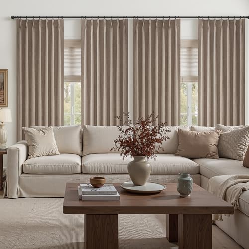 Dark Flax Living Room Curtains 86 Inches Long (2 Count)