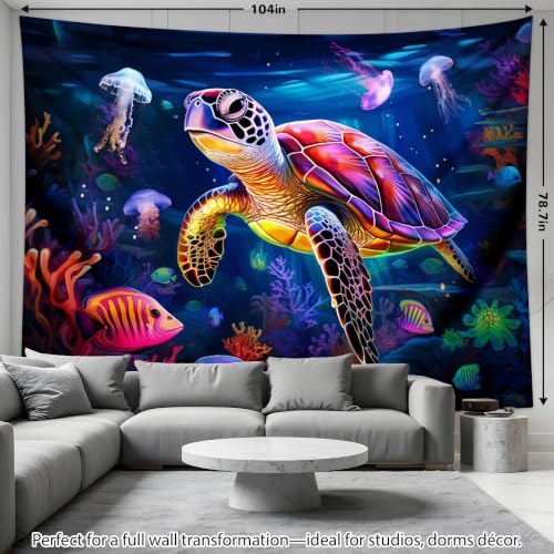Blacklight Turtle Tapestry