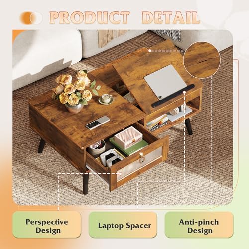 Coffee Table Lift Top Coffee Table with Storage Shelf