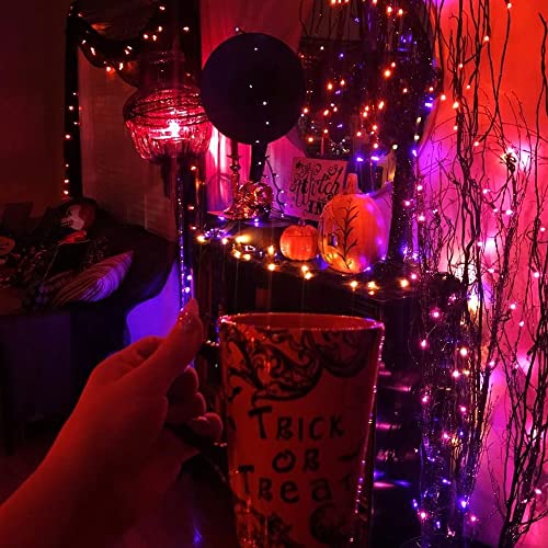Purple and Orange Solar Halloween Lights Outdoor (2 Count)