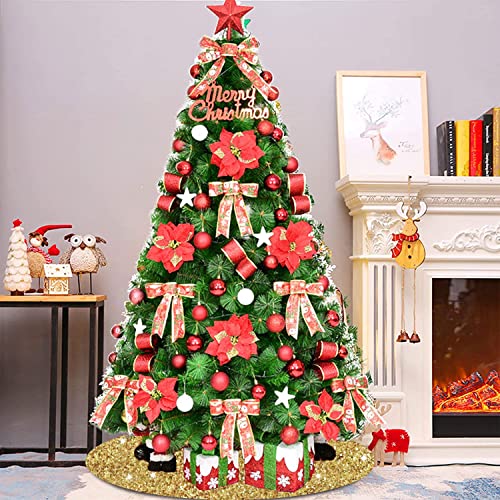 Gold Tree Skirt 36 Inch Shiny Sequin Christmas Tree Skirt Christmas Ornaments for Feast Tree Velvet Round Xmas Tree Skirts Glitter Metallic Christmas Tree Base Skirt Unique Sequins Tree Blanket